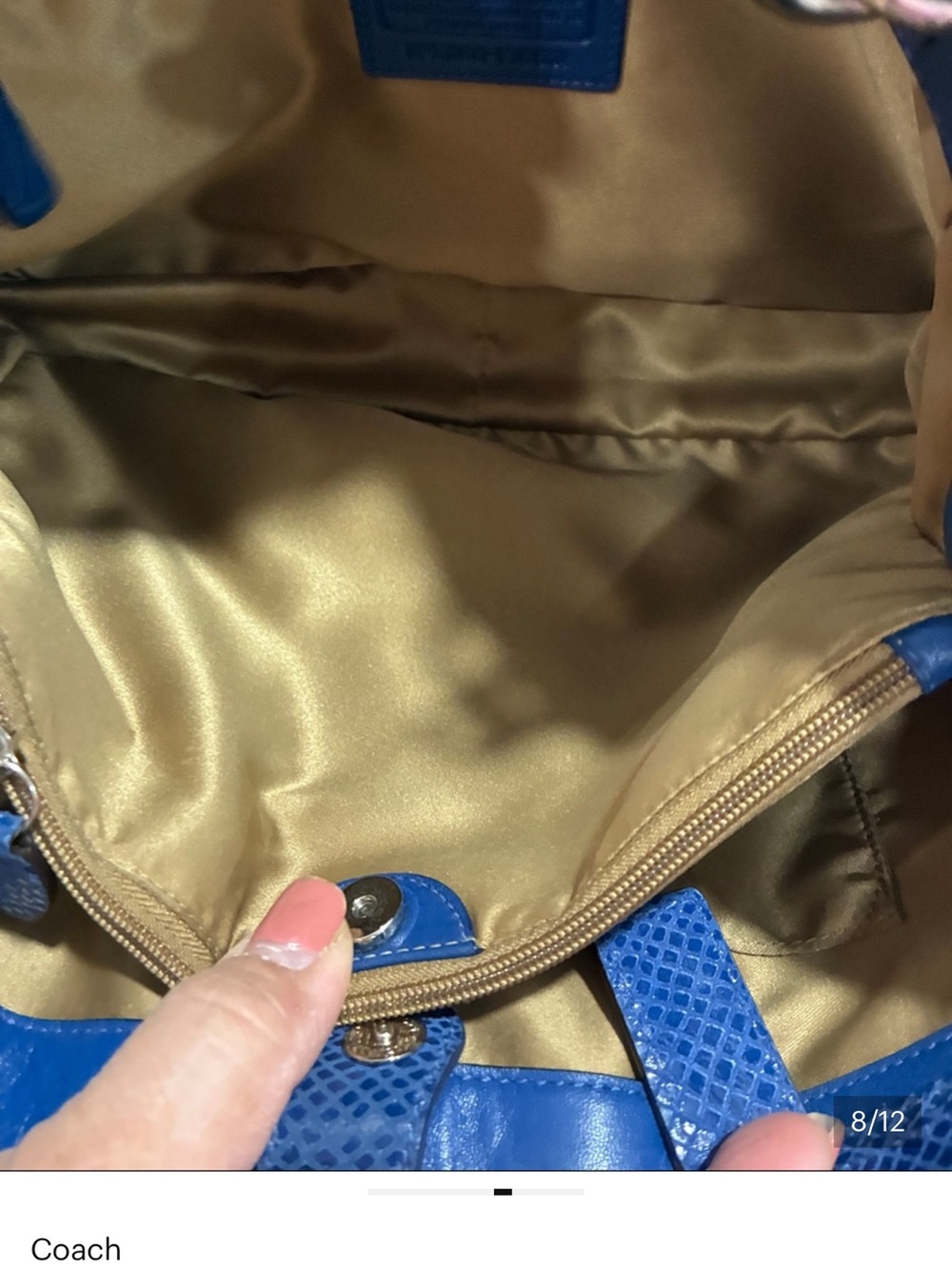 Coach Blue Leather Shoulder Bag with Pink Turn-Lock - Picture 7 of 11